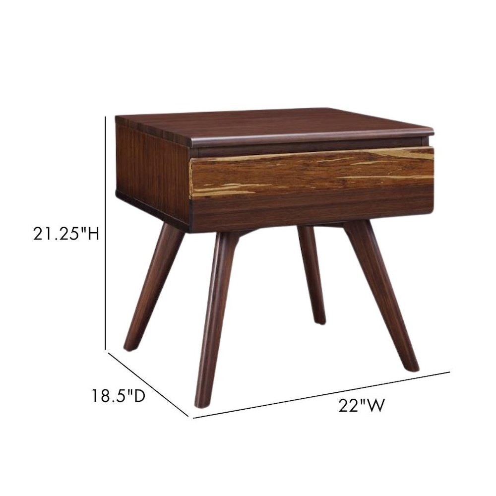 Solid Bamboo Bed Side Table – Wood Nightstand with 1 Drawer in Sable Finish
