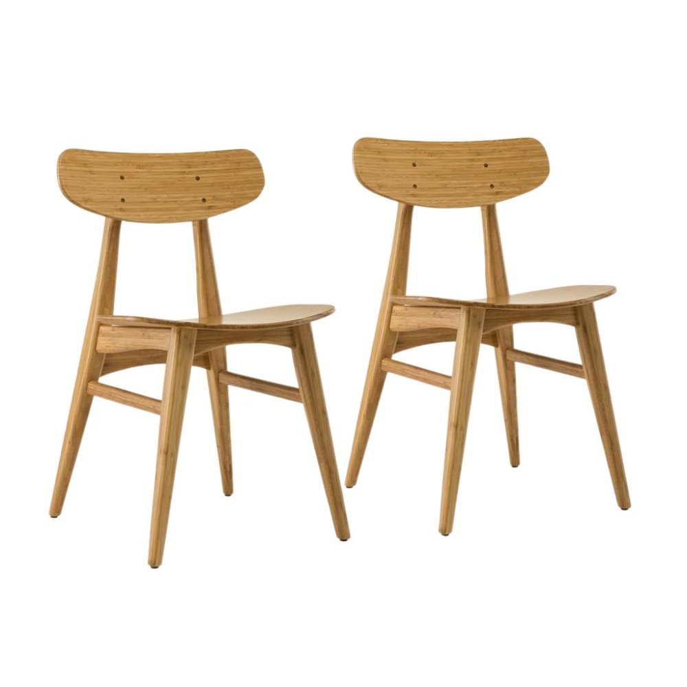 Caramelized Bamboo Dining Chairs – Light Wood Kitchen Chair Set of 2