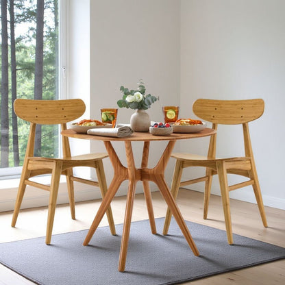 Caramelized Bamboo Dining Chairs – Light Wood Kitchen Chair Set of 2