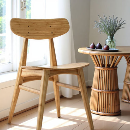Caramelized Bamboo Dining Chairs – Light Wood Kitchen Chair Set of 2