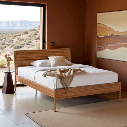 Amber Bamboo Queen Platform Bed – Wooden Bed Frame Queen Size Design