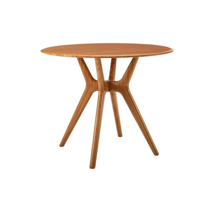 Brown Round Dining Table in Solid Bamboo – Wooden Kitchen Table