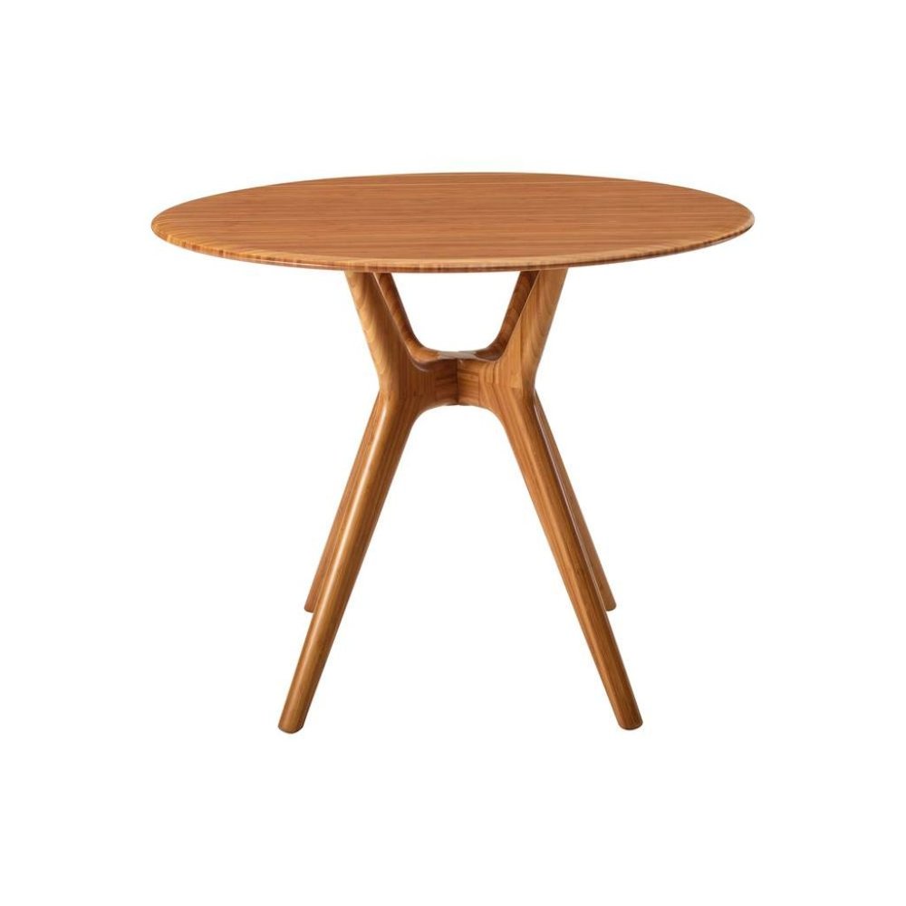 Brown Round Dining Table in Solid Bamboo – Wooden Kitchen Table