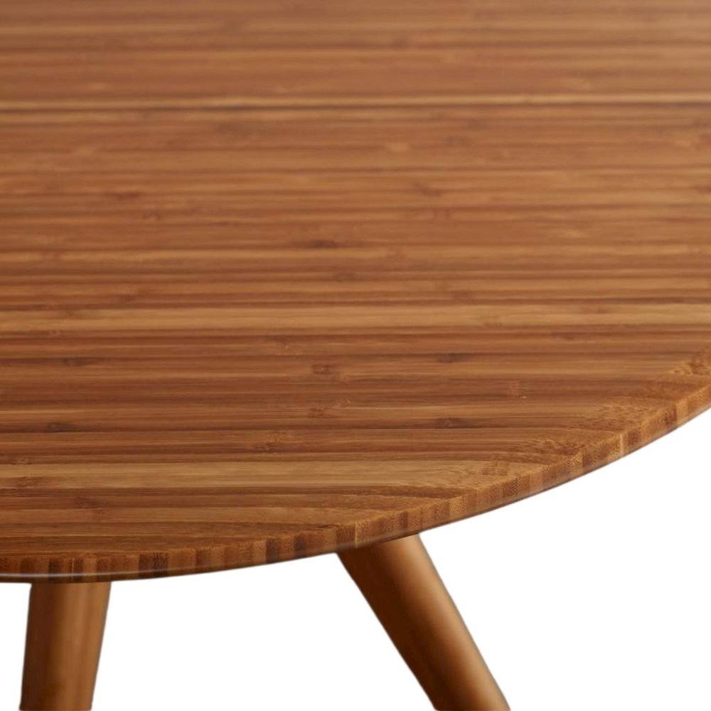Brown Round Dining Table in Solid Bamboo – Wooden Kitchen Table