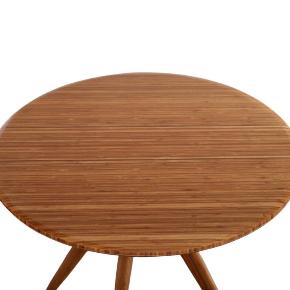Brown Round Dining Table in Solid Bamboo – Wooden Kitchen Table