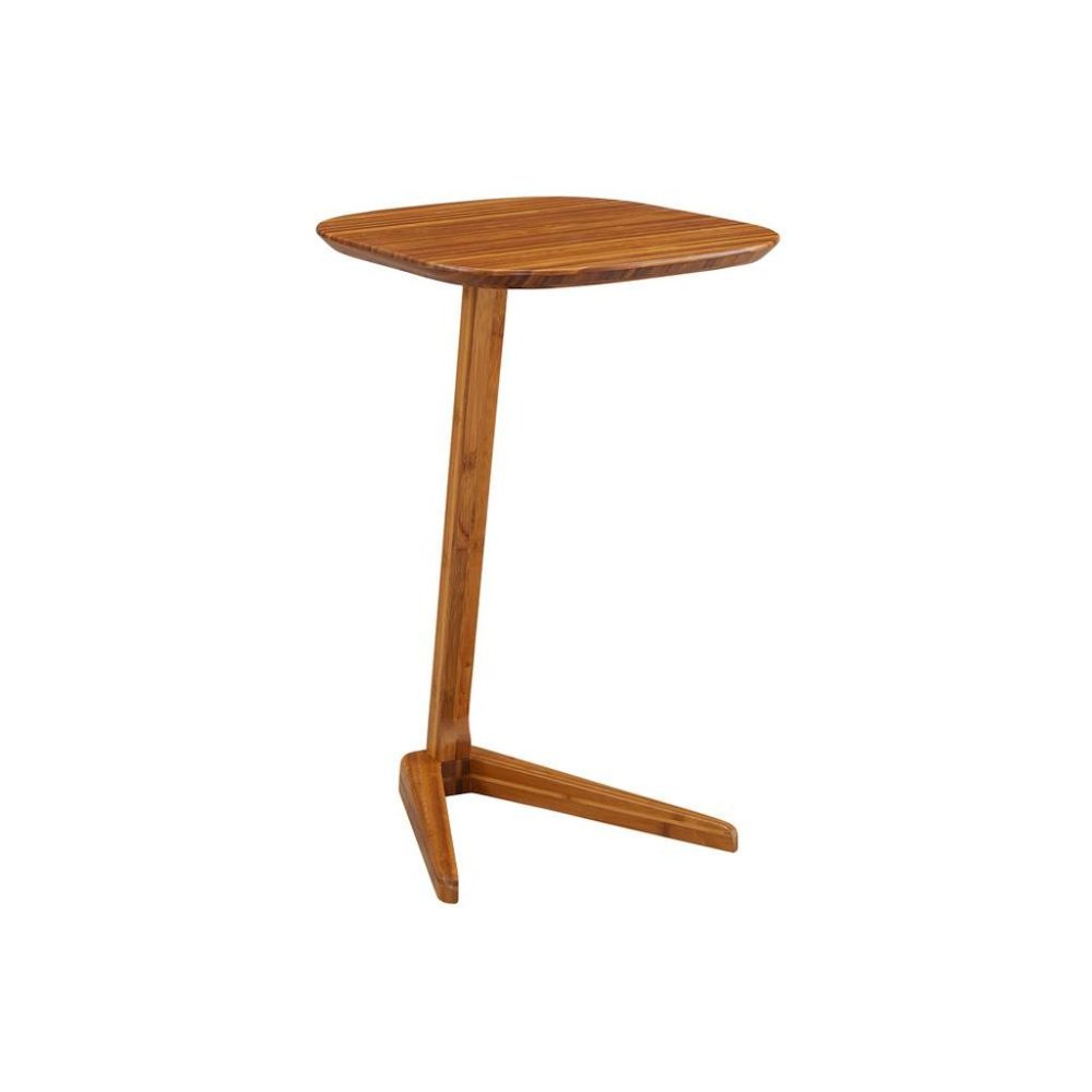 Brown Bamboo Side Table – Solid Wood Minimalist End Table in Amber Finish