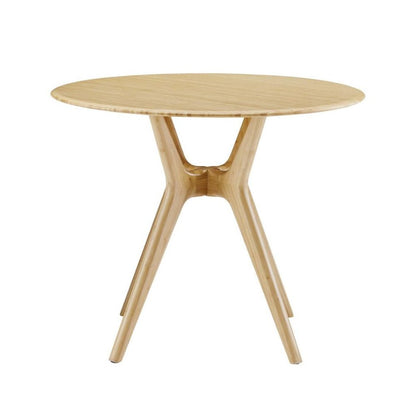 Beige Round Dining Table in Solid Bamboo – Wooden Kitchen Table