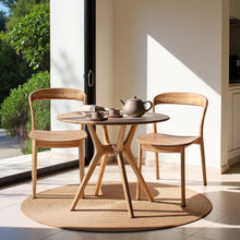 Beige Round Dining Table in Solid Bamboo – Wooden Kitchen Table