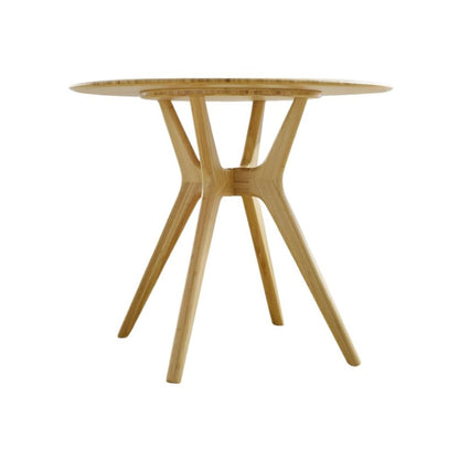 Beige Round Dining Table in Solid Bamboo – Wooden Kitchen Table