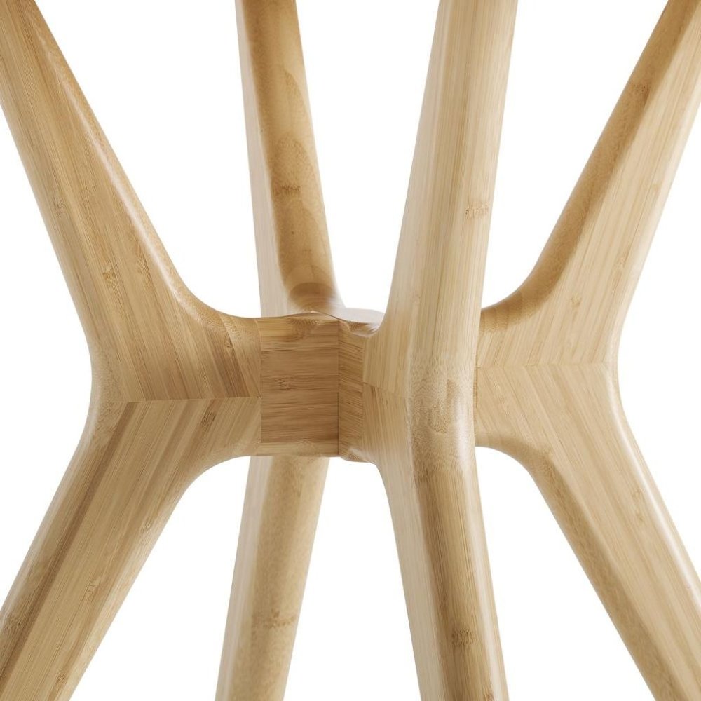 Beige Round Dining Table in Solid Bamboo – Wooden Kitchen Table