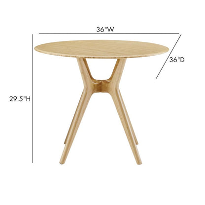 Beige Round Dining Table in Solid Bamboo – Wooden Kitchen Table
