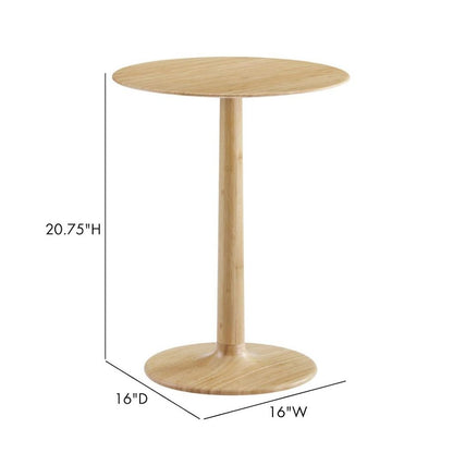 Solid Bamboo Side Table, Wood Minimalist End Table for Living Room, Wheat Finish