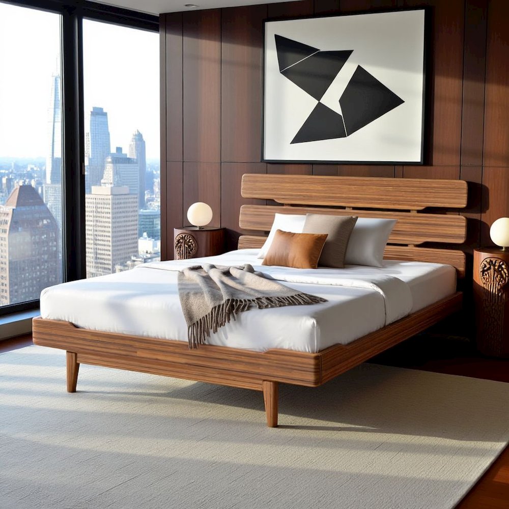 Amber Bamboo Queen Platform Bed Frame – Wooden Bed Frame Queen Size