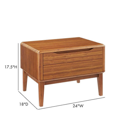 Amber Bamboo Nightstand with 1 Drawer – Natural Wood and Minimalist Style