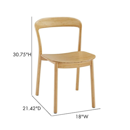 Beige Bamboo Dining Chairs – Light Wood Kitchen Chair Set of 2 in Wheat Finish