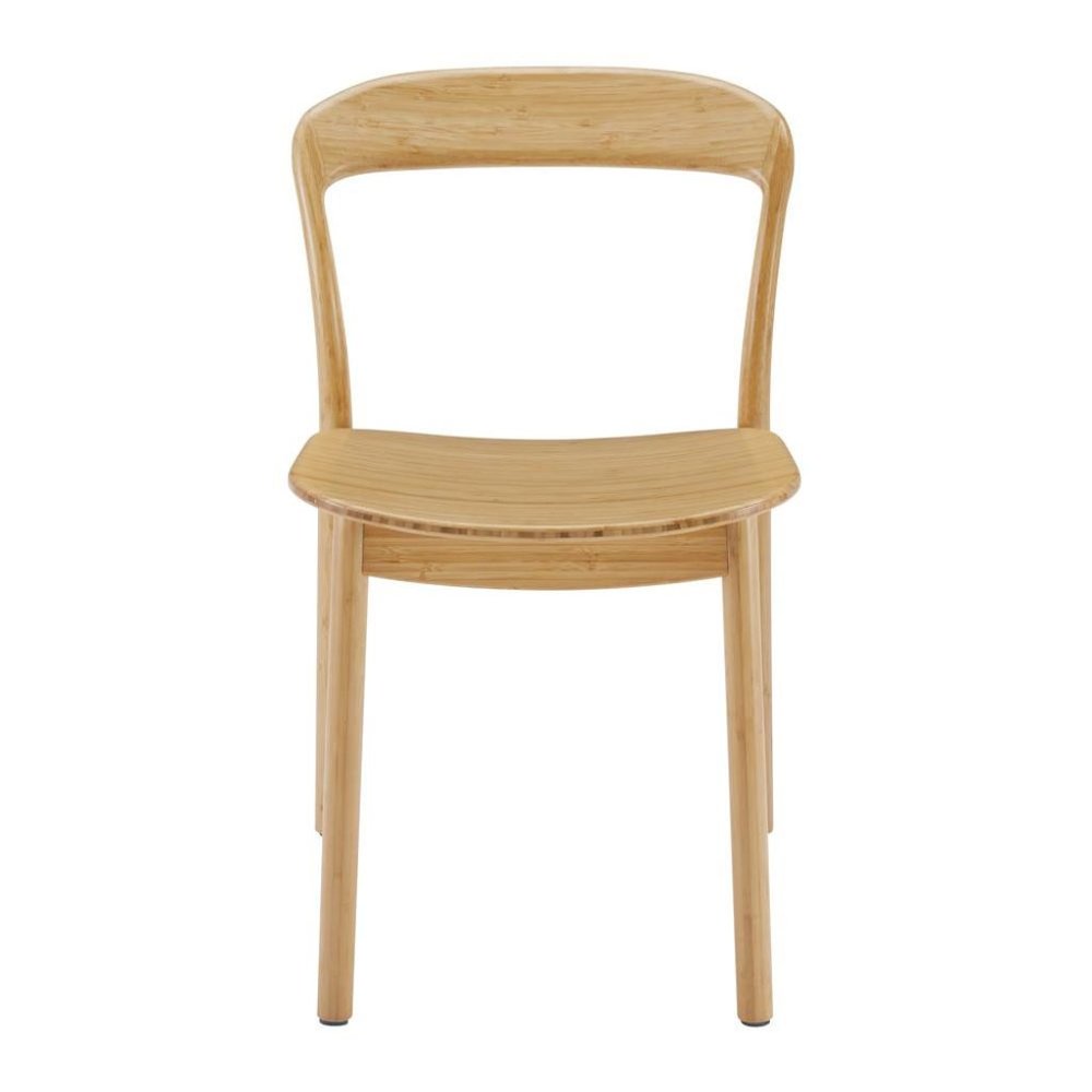 Beige Bamboo Dining Chairs – Light Wood Kitchen Chair Set of 2 in Wheat Finish