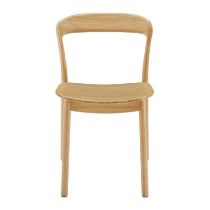 Beige Bamboo Dining Chairs – Light Wood Kitchen Chair Set of 2 in Wheat Finish