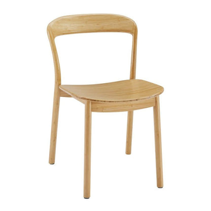Beige Bamboo Dining Chairs – Light Wood Kitchen Chair Set of 2 in Wheat Finish