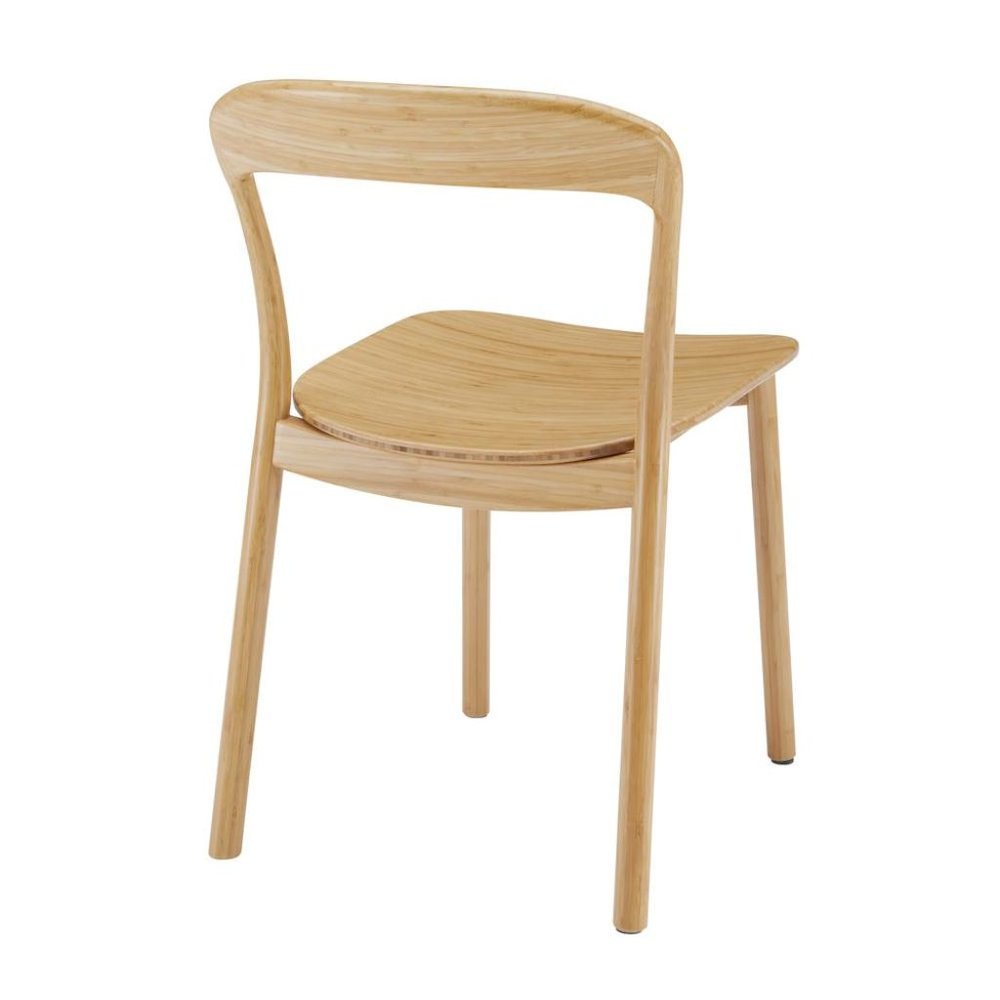 Beige Bamboo Dining Chairs – Light Wood Kitchen Chair Set of 2 in Wheat Finish