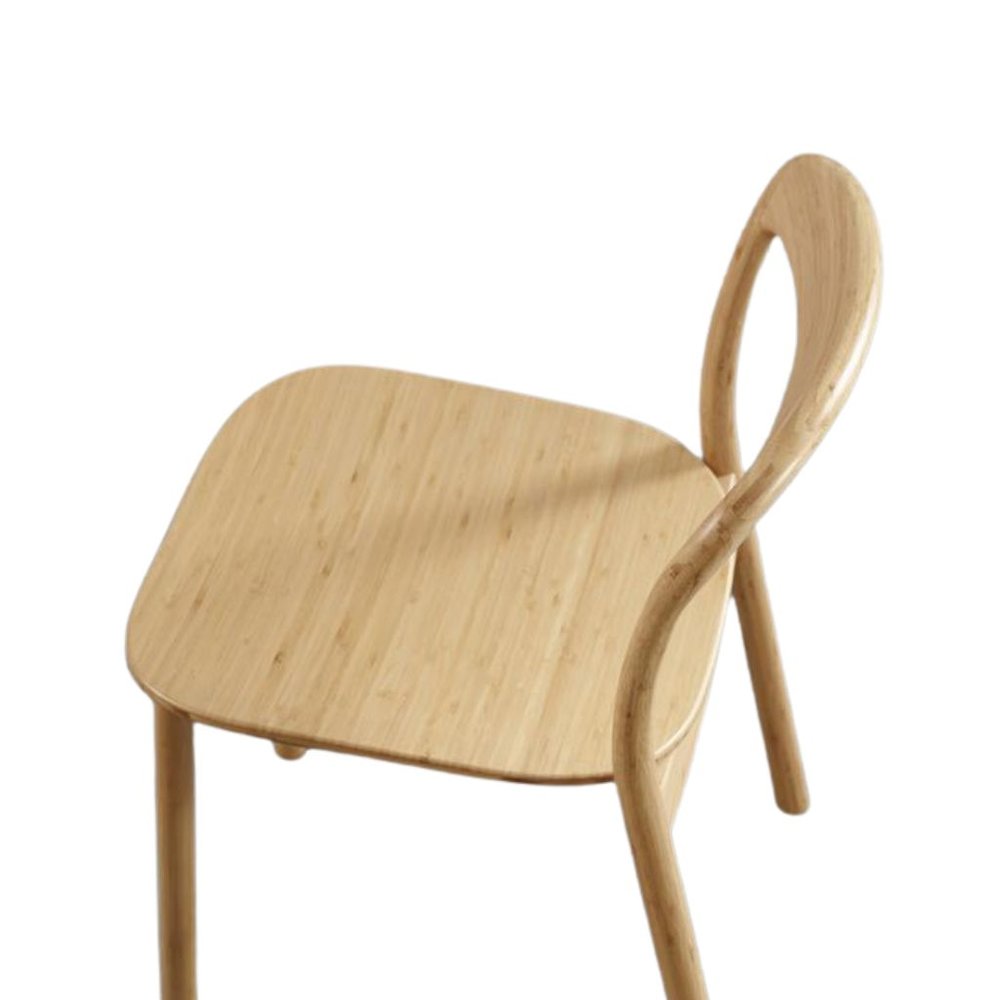 Beige Bamboo Dining Chairs – Light Wood Kitchen Chair Set of 2 in Wheat Finish