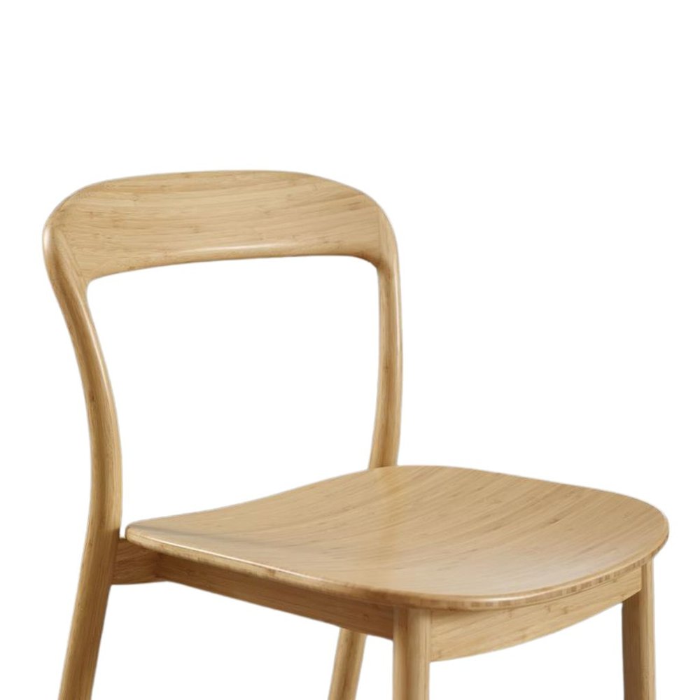 Beige Bamboo Dining Chairs – Light Wood Kitchen Chair Set of 2 in Wheat Finish