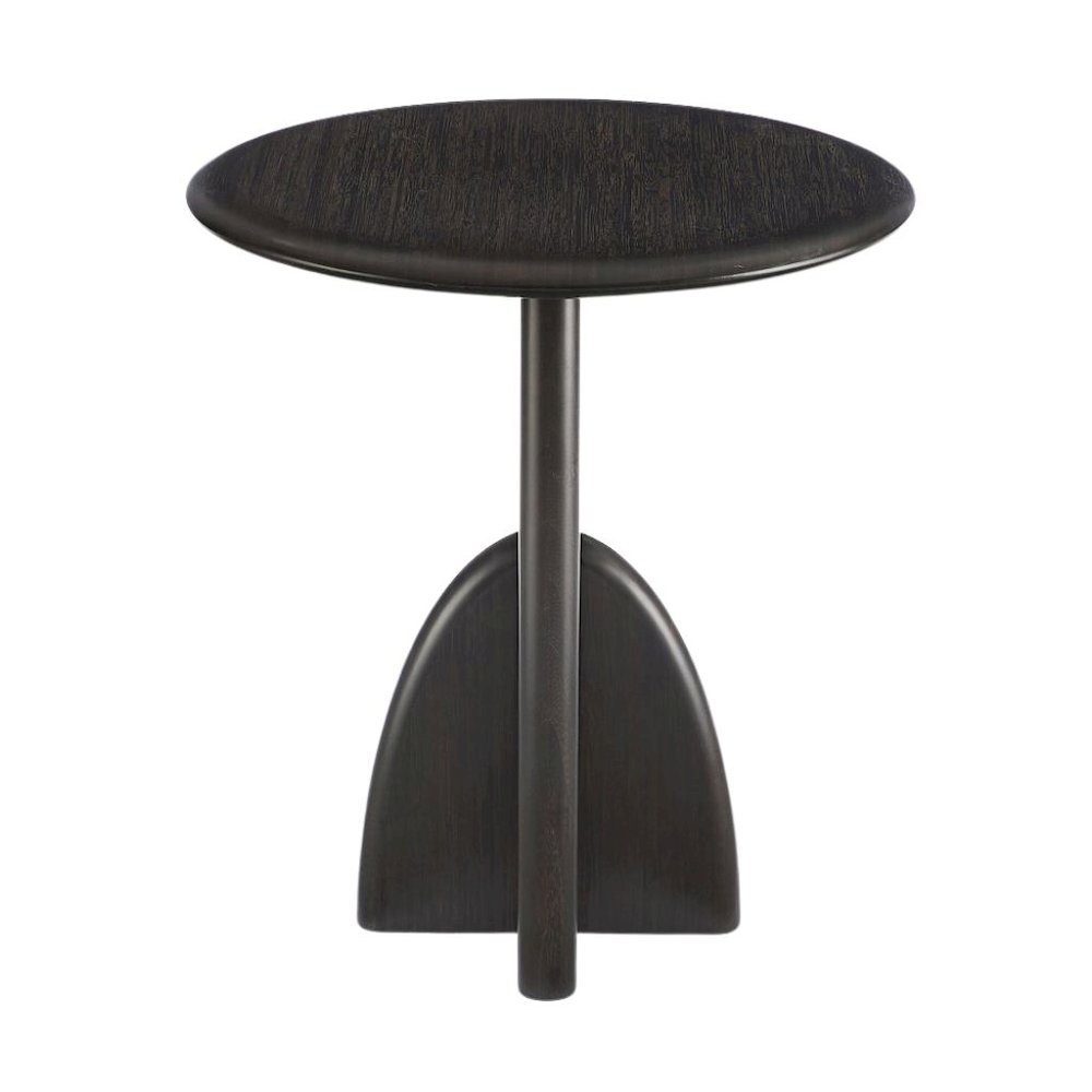 Minimalist Black Wood Side Table in Caviar Finish – Solid Bamboo End Table