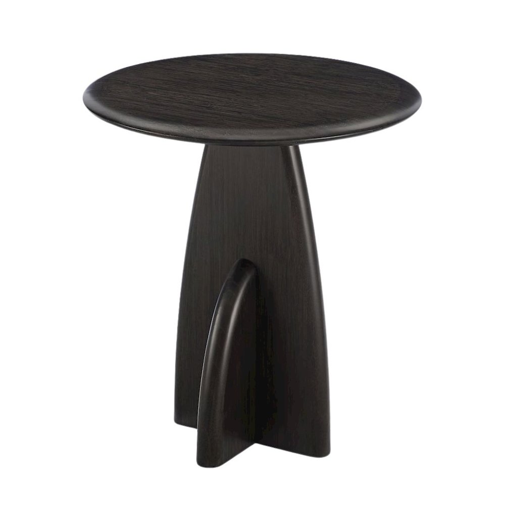 Minimalist Black Wood Side Table in Caviar Finish – Solid Bamboo End Table