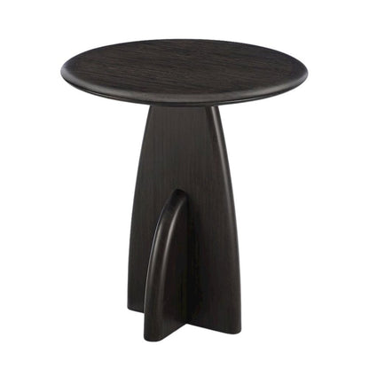 Minimalist Black Wood Side Table in Caviar Finish – Solid Bamboo End Table