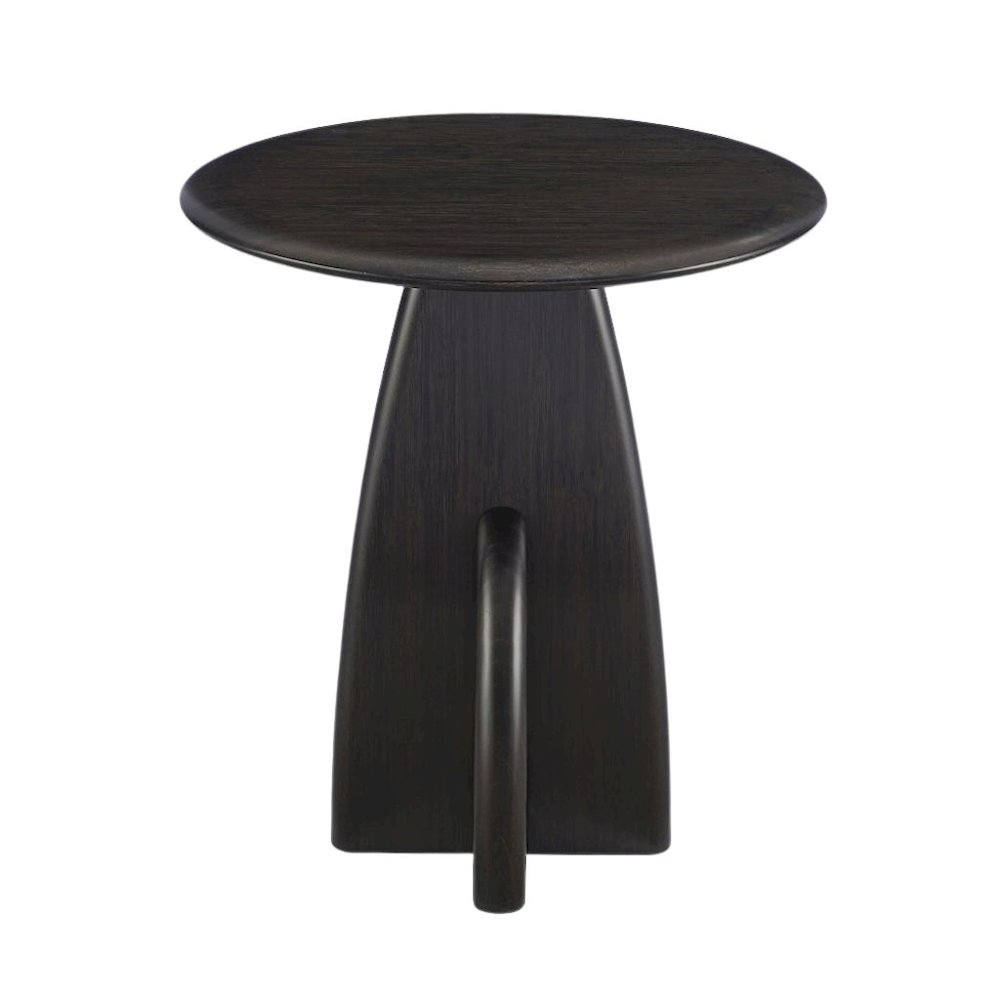 Minimalist Black Wood Side Table in Caviar Finish – Solid Bamboo End Table