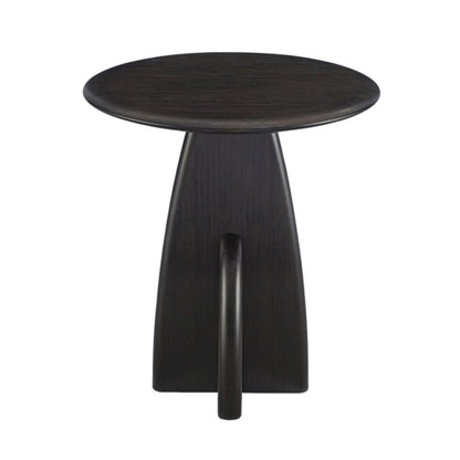 Minimalist Black Wood Side Table in Caviar Finish – Solid Bamboo End Table