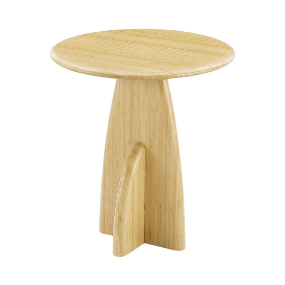 Minimalist Wood Side Table in Wheat Finish – Solid Bamboo End Table