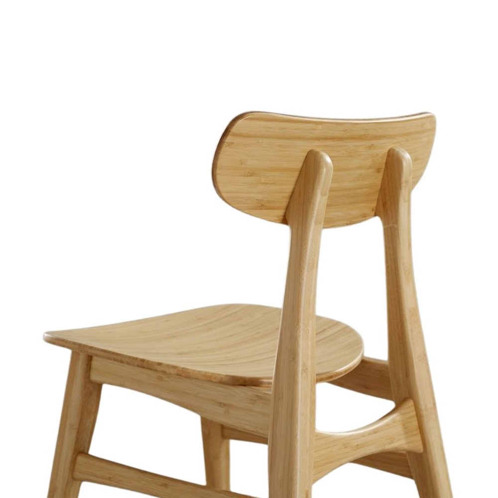 Bamboo Dining Chairs – Light Wood Kitchen Chair Set of 2 in Wheat Finish