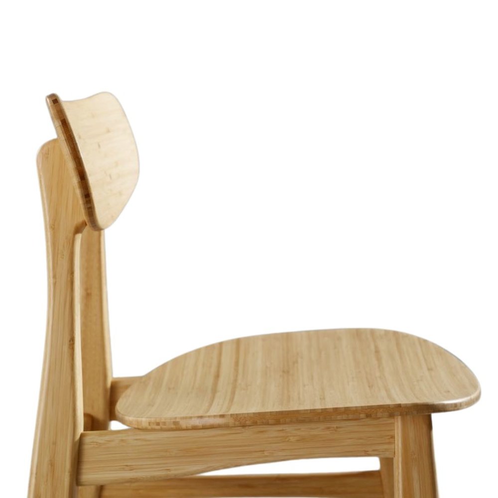 Bamboo Dining Chairs – Light Wood Kitchen Chair Set of 2 in Wheat Finish