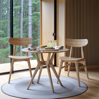 Bamboo Dining Chairs – Light Wood Kitchen Chair Set of 2 in Wheat Finish