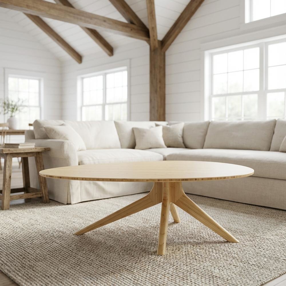 Wheat Bamboo Coffee Table with Mid Century Design and Contemporary Style