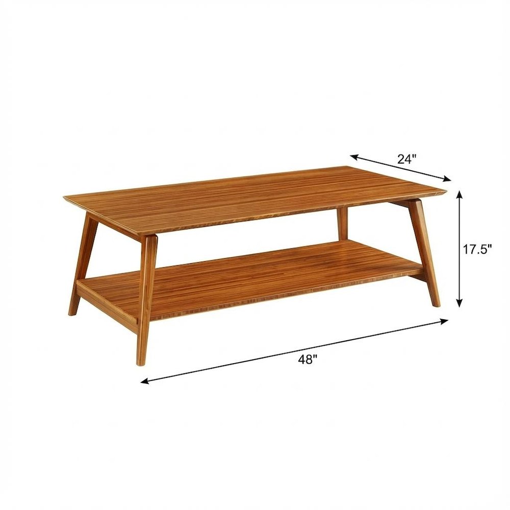 Amber Coffee Table with Solid Moso Bamboo Top and Mid Century Modern Style