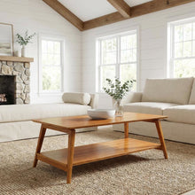 Amber Coffee Table with Solid Moso Bamboo Top and Mid Century Modern Style