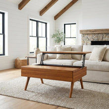 Amber Lift Top Coffee Table with 100% Bamboo Surface, Mid Century Modern Design