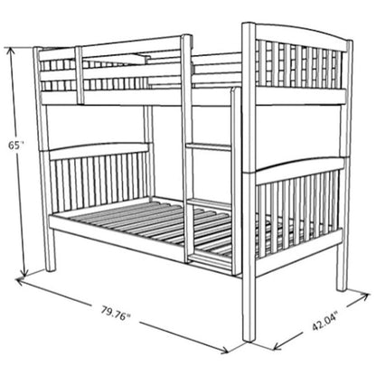 Claire Twin Wood Bunk Bed with Storage in Brown-Mattresses Not Included