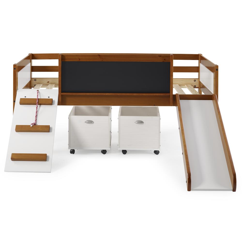 TWIN ART PLAY JUNIOR LOW LOFT WITH TOY BOXES IN ESPRESSO FINISH