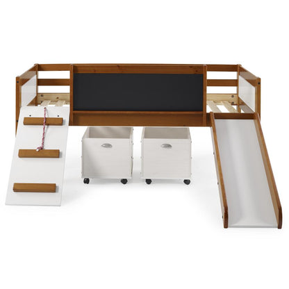 TWIN ART PLAY JUNIOR LOW LOFT WITH TOY BOXES IN ESPRESSO FINISH