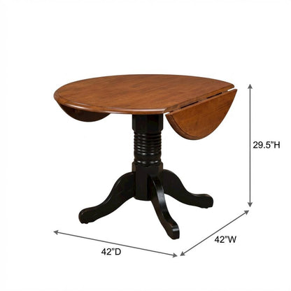 Black Oak Double Drop-Leaf Dining Table with Adjustable Length