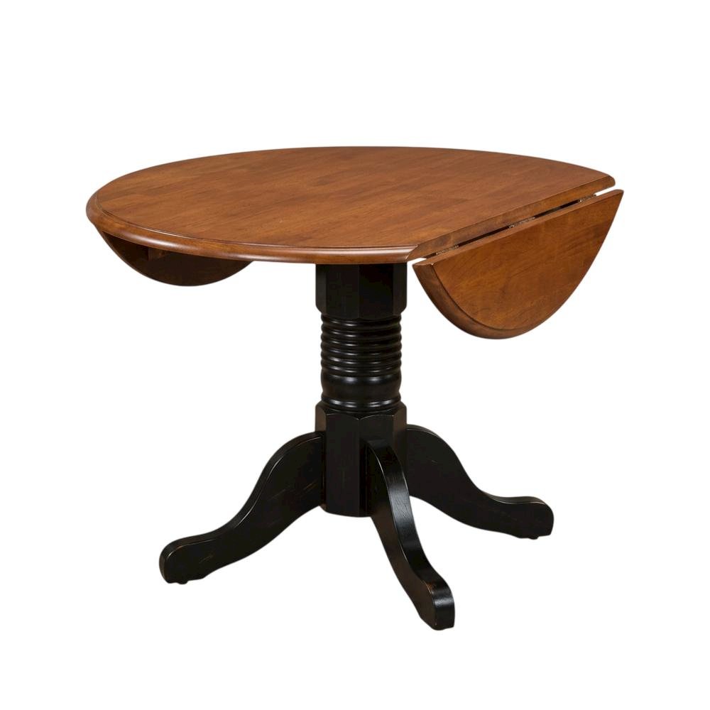 Black Oak Double Drop-Leaf Dining Table with Adjustable Length