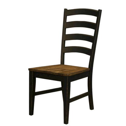 Two-Tone Dining Chairs Set of 2 with Distressed Finish and Solid Rubberwood