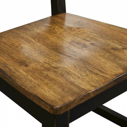 Two-Tone Dining Chairs Set of 2 with Distressed Finish and Solid Rubberwood