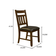 Mango Upholstered Slatback Dining Stool Set with Faux Leather Seat