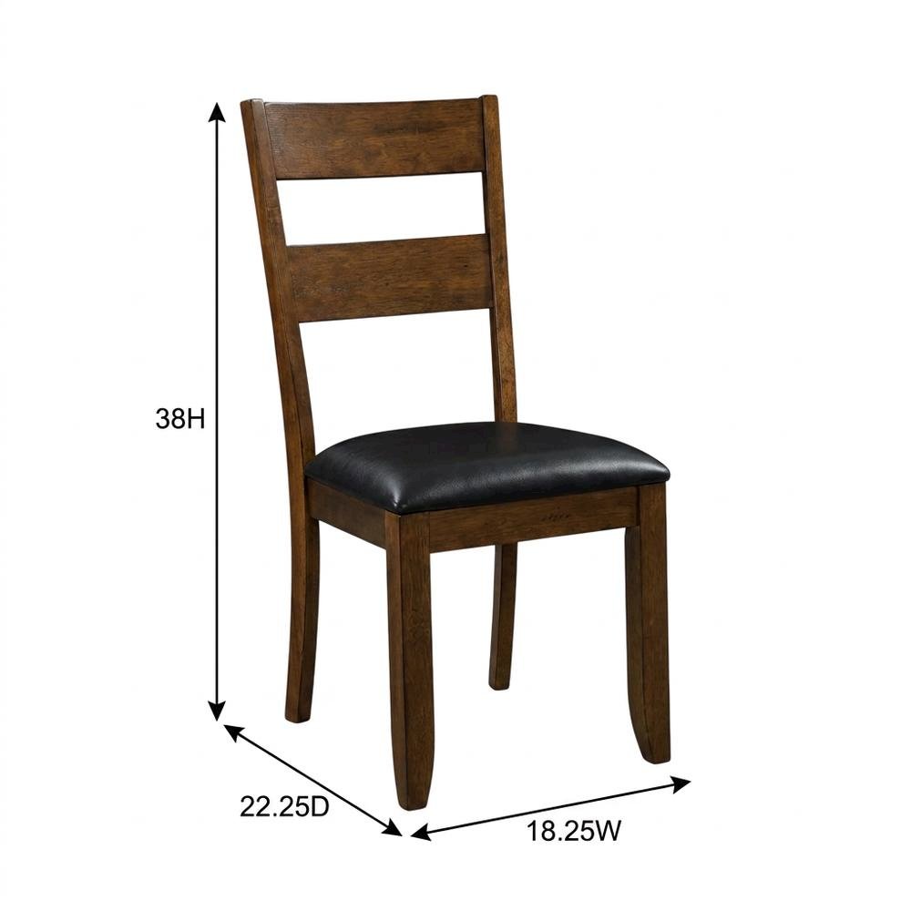 Rustic Whiskey Ladderback Side Chairs with Upholstered Seats (2 Pack)