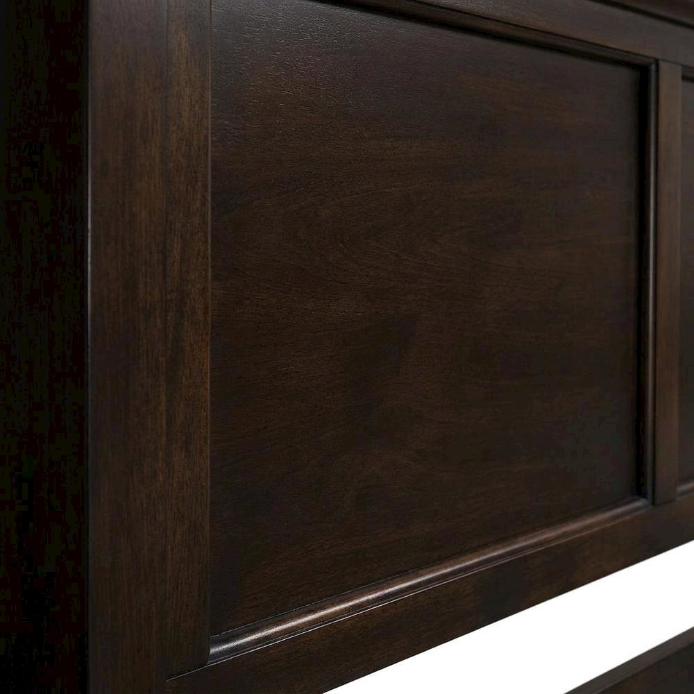 Cherry Brown Finish Platform Bed with Solid Mahogany in Transitional Style
