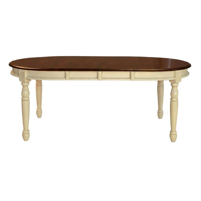 Merlot-Buttermilk Oval Dining Table with 12" Leaves in Rubberwood Finish