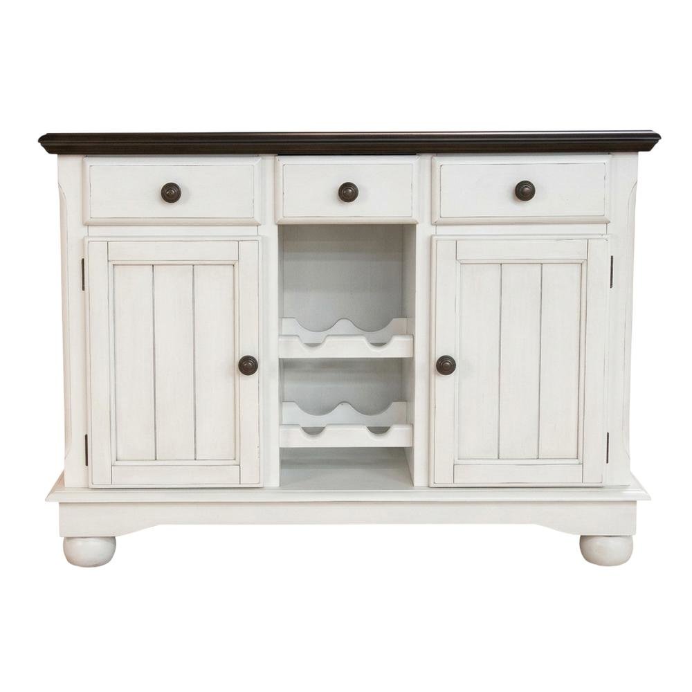 Cocoa Bean Finish Dining Server in Solid Rubberwood with Light Distressed Style